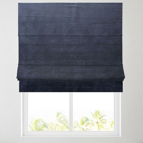 Navy ribbed lined roman blind - ribbed,