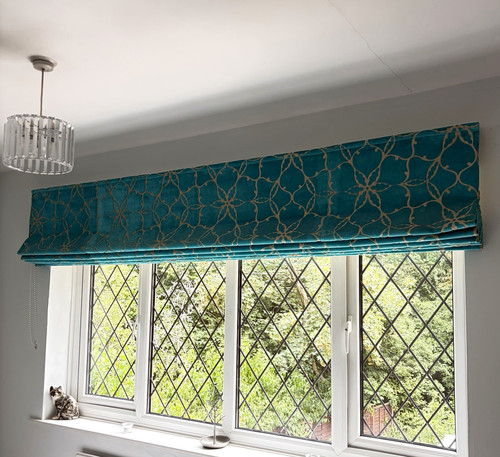 Teal beige velvet roman - teal,